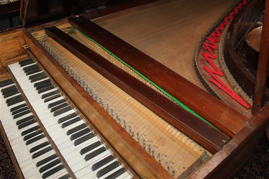 An early 19th century mahogany and satinwood banded double harpsichord, by John Broadwood, L.7ft 11in.